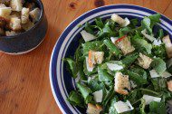 Caesar salad with anchovy croutons