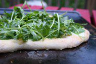 Green and white pizza